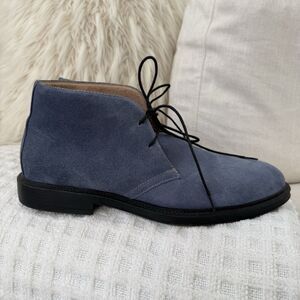 Florsheim Men's Chukka Ankle Boots Size 10.5 D Blue Suede Black Laces Hand Made